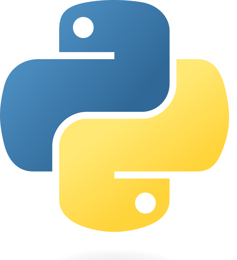 Python logo of intertwined blue and yellow swirls