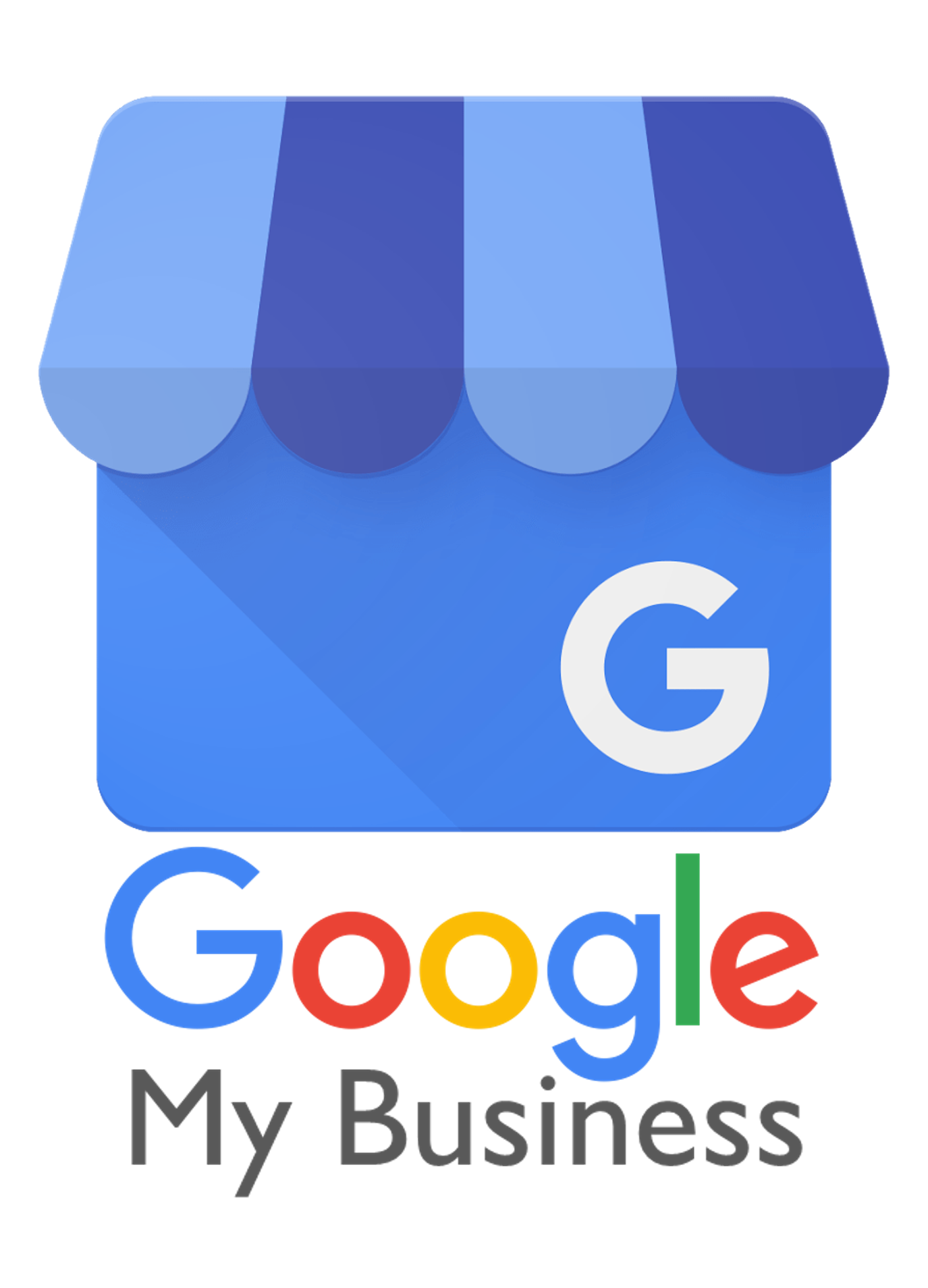 Google My Business logo - an illustration of a storefront with a colorful awning