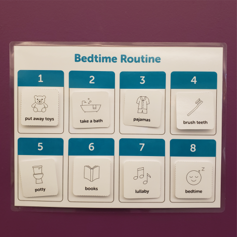 Bedtime routine board with bedtime tasks