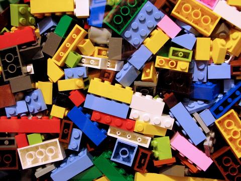 An assortment of Lego bricks. Attribution: Benjamin D. Esham / Wikimedia Commons