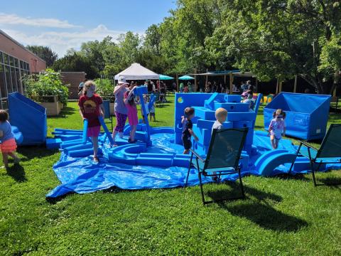 families playing outside