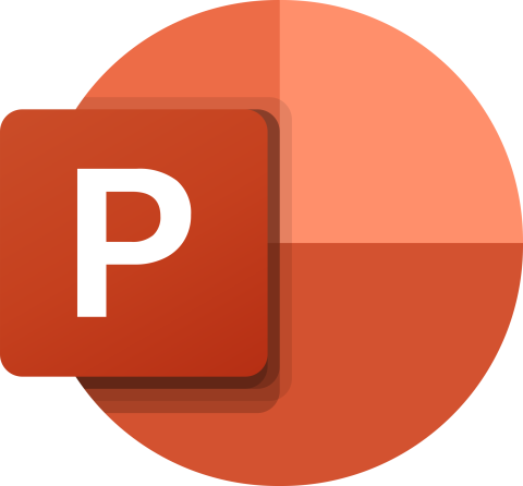 Microsoft PowerPoint Icon with the white P on a red circle background