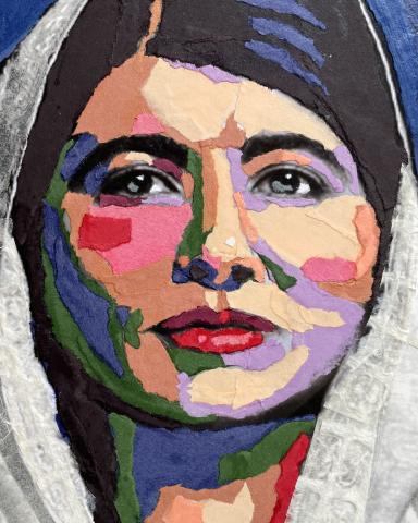 Woman's face created with collage technique