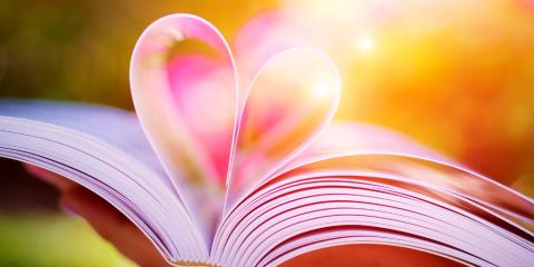 Book with pages folder to look like a heart