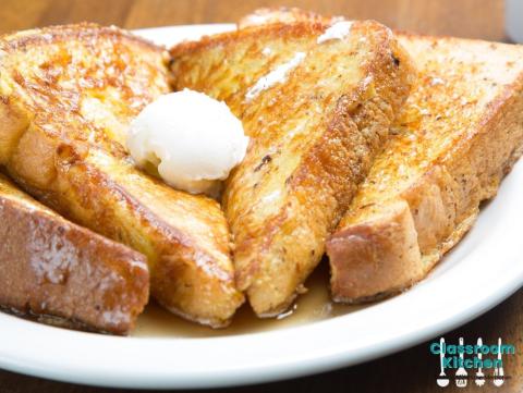 closeup of frnech toast with butter