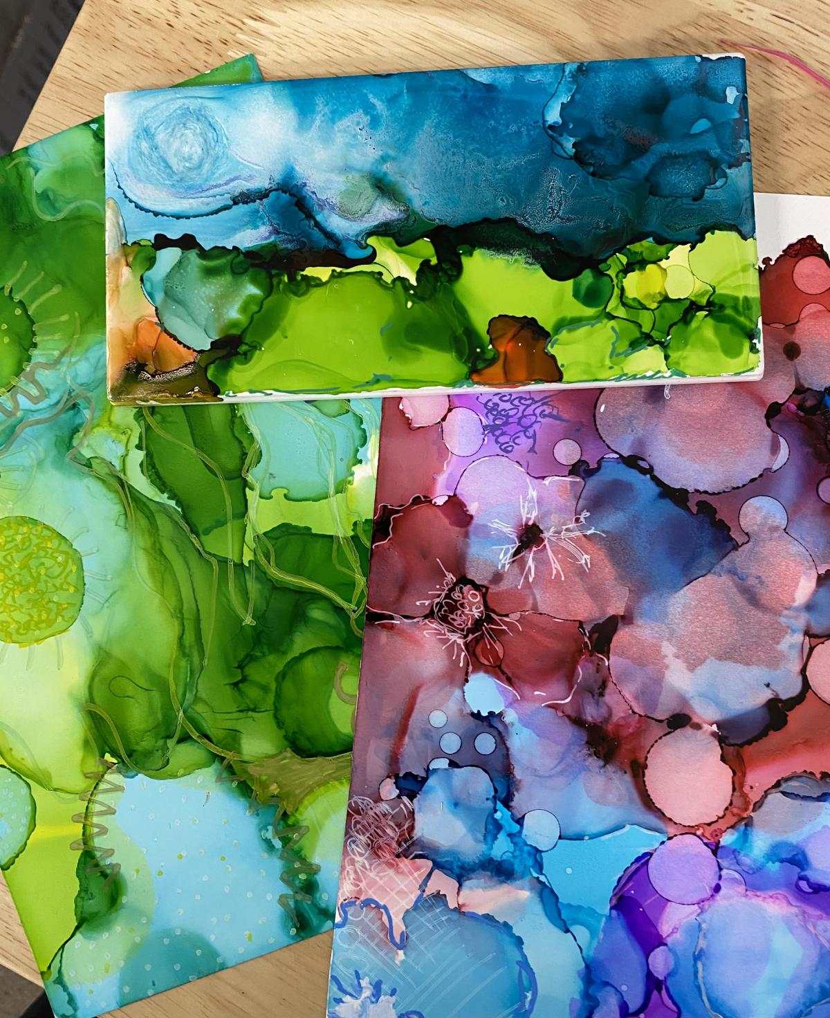 landscape and flower tiles