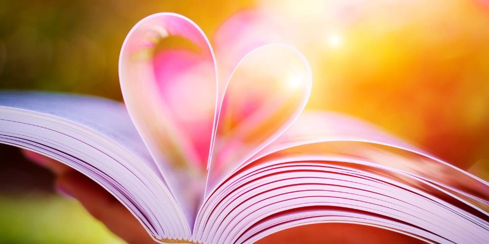 Book with pages folder to look like a heart