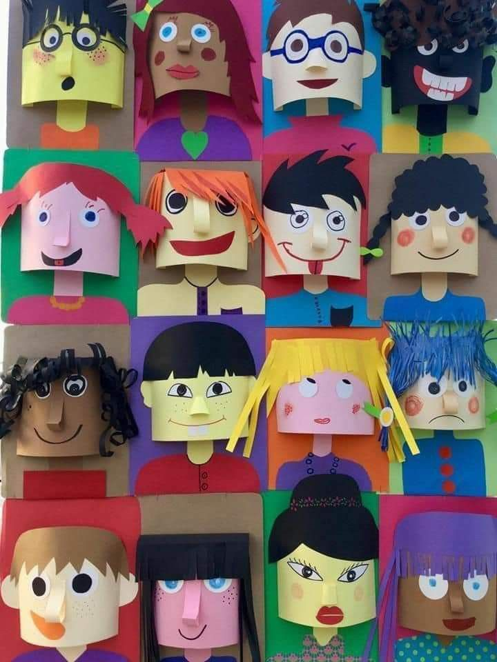 collage of paper 3D portraits